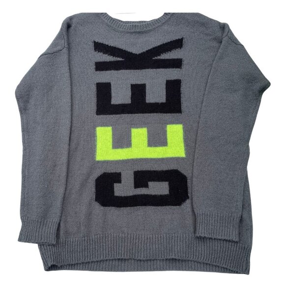 Forever 21 GEEK novelty academic dark academia neon fall winter sweater sz small - Picture 1 of 8